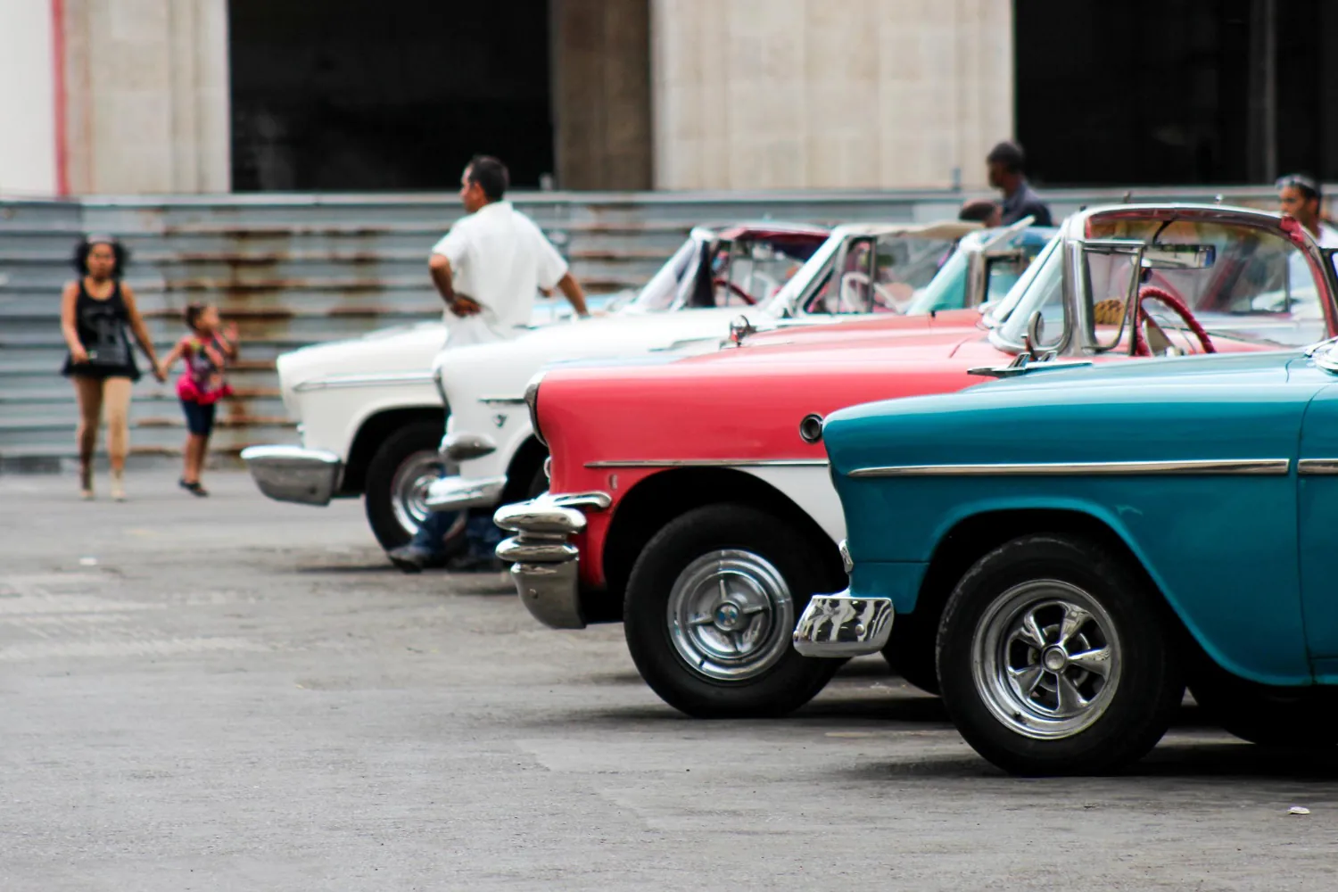 Image of a line of classic cars
